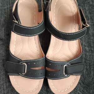 Kids Black Strap Sandals - Comfortable Summer Shoe
